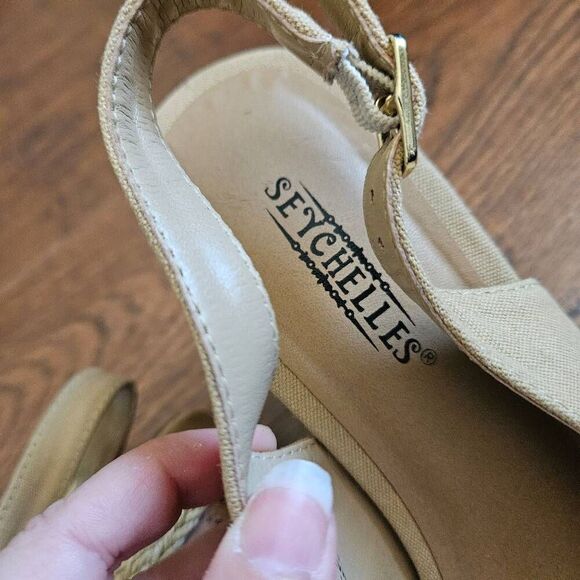 Seychelles Colada Peeptoe Slingback Wedge Sandals - Picture 5 of 9